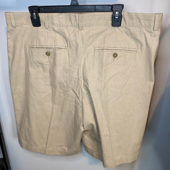 Stanford mens shorts Size 38. Regular Fit Flat Front Linen Cotton Blend.  - Picture 2 of 4